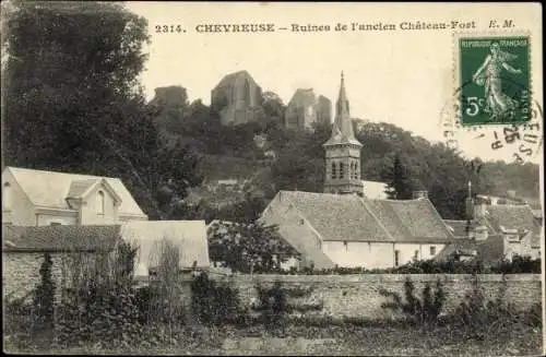 Ak Chevreuse Yvelines, Ruines de l´Ancien Château Fort