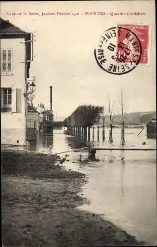 Ak Mantes Yvelines, Cure de la Seine 1910, Quai des Cordeliers