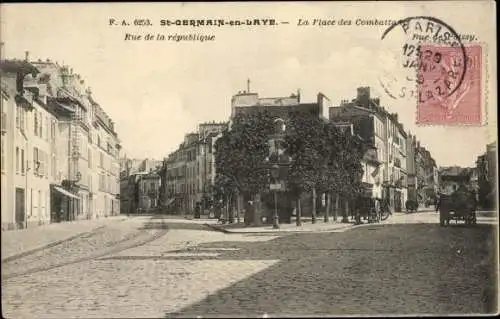 Ak Saint Germain en Laye Yvelines, Place des Combattants, Rue de la République