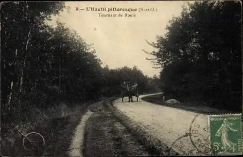 Ak L'Hautil Triel sur Seine Yvelines, Tournant de la Route