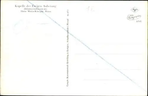Ak Bonn am Rhein, Kapelle der Ewigen Anbetung, Haus Maria-Königin