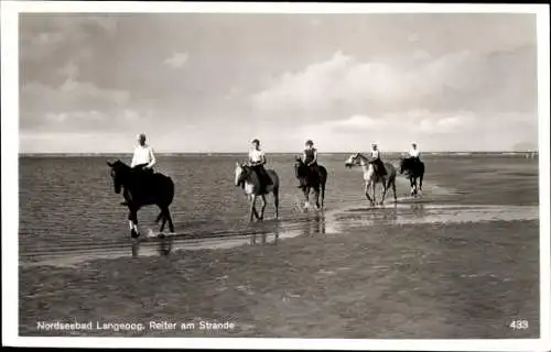 Ak Nordseebad Langeoog Ostfriesland, Reiter am Strand