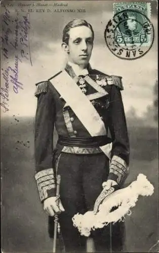 Ak König Alfonso XIII. von Spanien, Standportrait