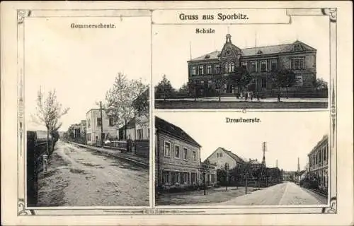 Ak Dresden Leuben Sporbitz, Gommerschestraße, Schule, Dresdnerstraße