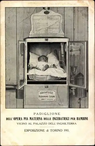 Ak Torino Turin Piemonte, Exposizione Internazionale 1911, Padiglione, Couveuse Alexandre Lion
