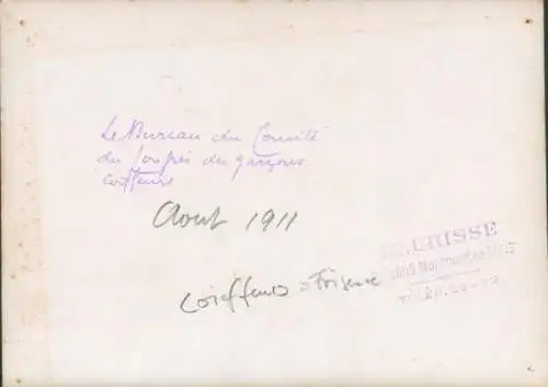 Foto Paris, Das Büro des Ausschusses des Kongresses der Jungenfriseursalons 1911