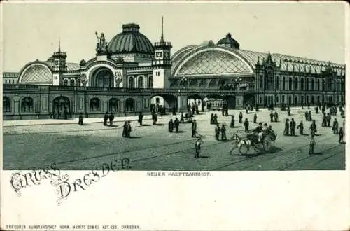 Litho Dresden, Blick von der Straße auf den neuen Hauptbahnhof