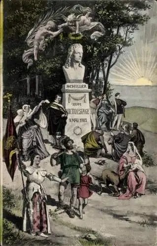 Künstler Ak Schriftsteller Friedrich von Schiller, 100. Todestag, Büste