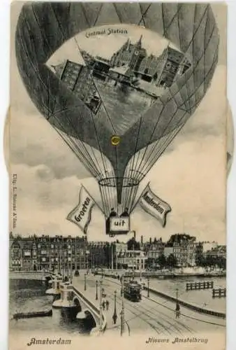 Mechanische Ak Amsterdam Nordholland Niederlande, Neue Amstelbrücke