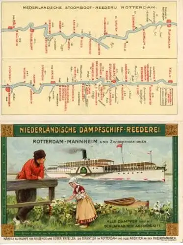 Klapp Ak Niederländische Dampfschiff-Reederei, Rotterdam-Mannheim, Kinder in Tracht