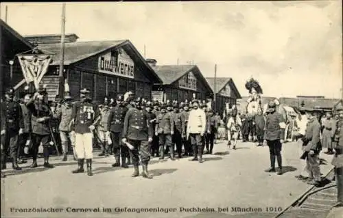 Ak Puchheim in Oberbayern, Französischer Karneval im Gefangenenlager 1916