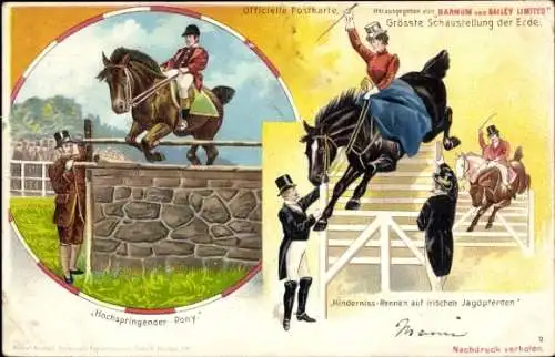 Litho Barnum and Bailey Limited, Zirkus, Hindernisrennen auf irischen Jagdpferden
