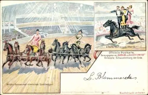 Litho Barnum and Bailey Limited, Zirkus, Größte Schaustellung der Erde, Pferde