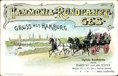 Litho Hamburg, Hammonia Rundfahrt Gesellschaft, Kutsche