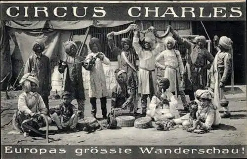 Ak Zirkus Charles, Indische Schlangenbeschwörer