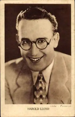 Ak Schauspieler Harold Lloyd, Portrait, Brille