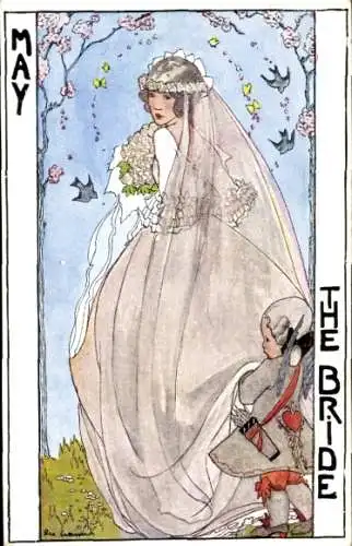 Künstler Ak Mai, Braut, Brautkleid, Amor, Trauung