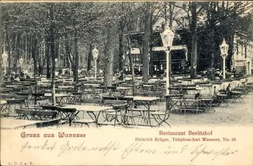 Ak Berlin Zehlendorf Wannsee, Restaurant Beelitzhof, Gartenpartie