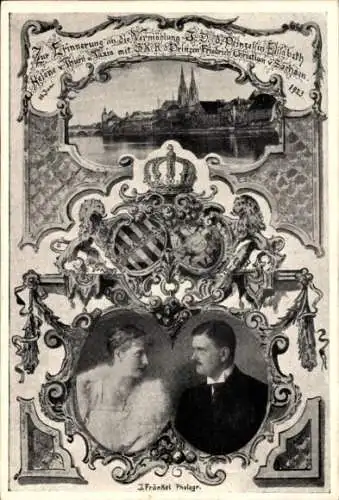 Ak Regensburg, Vermählung Prinzessin Elisabeth von Thurn & Taxis mit Friedrich Christian von Sachsen