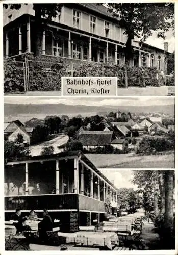 Ak Chorin in der Mark. Bahnhofshotel, Ortsansicht