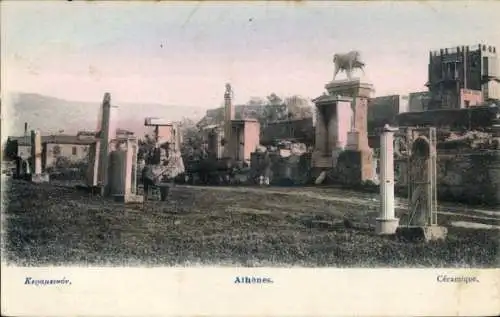 Ak Athen Griechenland, Ceramique, Blick auf den Friedhof Kerameikos
