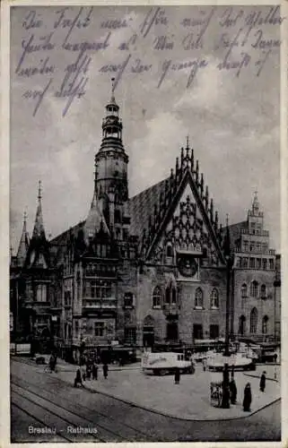 Ak Wrocław Breslau Schlesien, Rathaus