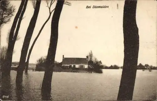 Ak Diksmuide Dixmude Westflandern, Hochwasser, Blick zum Haus