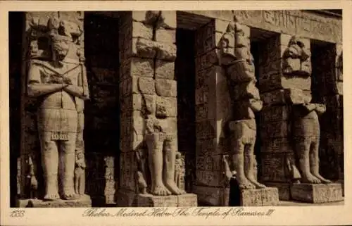 Ak Theben Ägypten, Medinet Habu, Tempel von Ramses III.