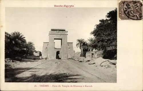 Ak Theben Ägypten, Tor des Khonsou-Tempels in Karnak