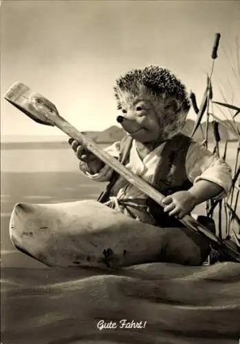 Ak Mecki der Igel, Gute Fahrt, Kajak