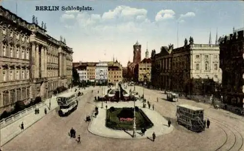 Ak Berlin Mitte, Schlossplatz, Doppeldeckerbus, Straßenbahn