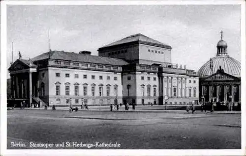 Ak Berlin, Staatsoper, St Hedwigs Kathedrale, Bebelplatz