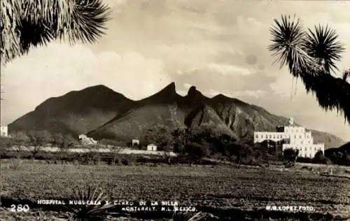 Ak Monterrey Nuevo León Mexiko, Krankenhaus, Berg Cerro de la Silla