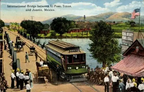 Ak Ciudad Juarez Mexiko, Internationale Brücke zwischen El Paso, Texas und Juarez
