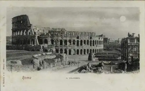 Mondschein Ak Roma Rom Lazio, Kolosseum bei Nacht