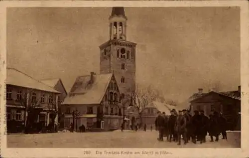 Ak Jelgava Mitau Lettland, Die Trinitatis-Kirche am Markt