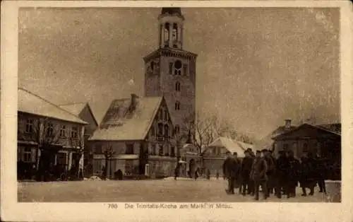 Ak Jelgava Mitau Lettland, Die Trinitatis-Kirche am Markt