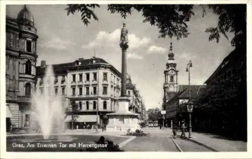 Ak Graz Steiermark, am Eisernen Tor mit Herrengasse