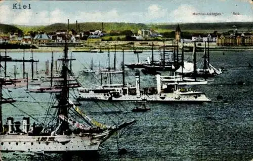 Ak Wik Kiel, Marine-Anlagen, Kriegsschiffe