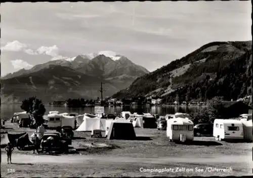 Ak Zell am See in Salzburg, Campingplatz, Wohnwagen