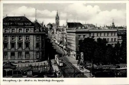 Ak Kaliningrad Königsberg Ostpreußen, Blick in die Langgasse, Straßenbahn