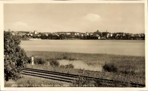 Ak Giżycko Lötzen Lözen Masuren Ostpreußen, Gesamtansicht, Löwentinsee, Blick vom Tafelberg
