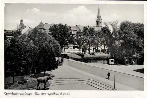 Ak Gussew Gumbinnen Ostpreußen, An der großen Brücke