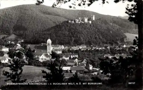 Ak Kirchschlag in der Buckligen Welt Niederösterreich, Gesamtansicht, Burgruine