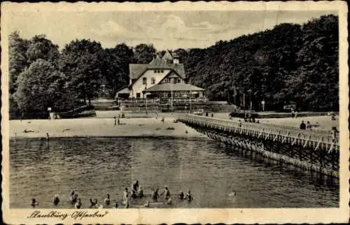 Ak Flensburg in Schleswig Holstein, Ostseebad, Seebrücke, Strandhaus
