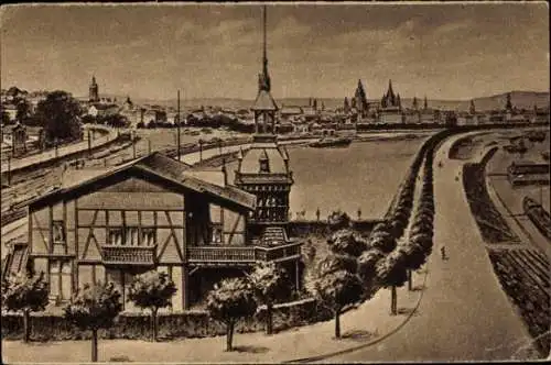 Ak Mainz am Rhein, Blick von der Eisenbahnbrücke