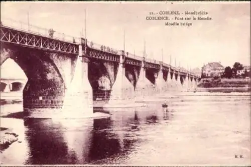 Ak Koblenz am Rhein, Moselbrücke