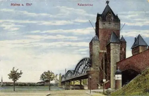 Ak Mainz am Rhein, Kaiserbrücke