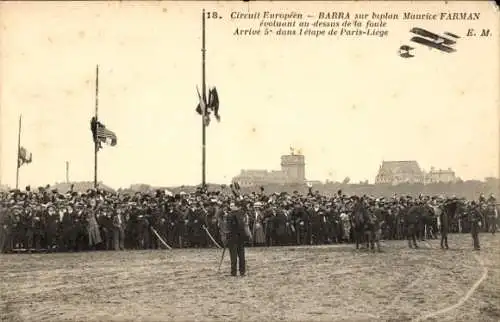 Ak European Circuit, Barra auf dem Doppeldecker von Maurice Farman