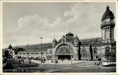 Ak Köln am Rhein, Hauptbahnhof, Straßenbahn